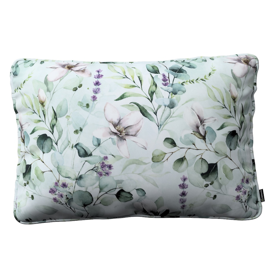 Poszewka Gabi na poduszkę prostokątna 60x40 magnolie na miętowym tle