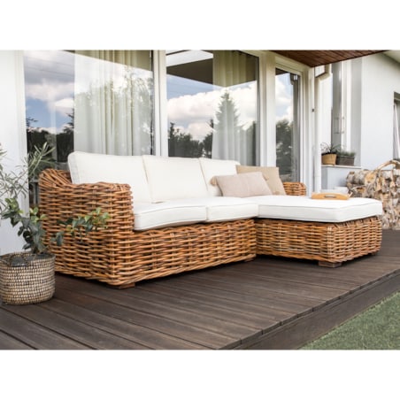 Sofa trzyosobowa dla 3 osób Lewostronny Rattan Naturalny BRIATICO