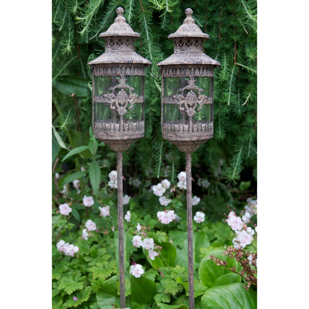 LAMPION OGRODOWY do wbicia w trawnik retro vintage METAL SZKŁO