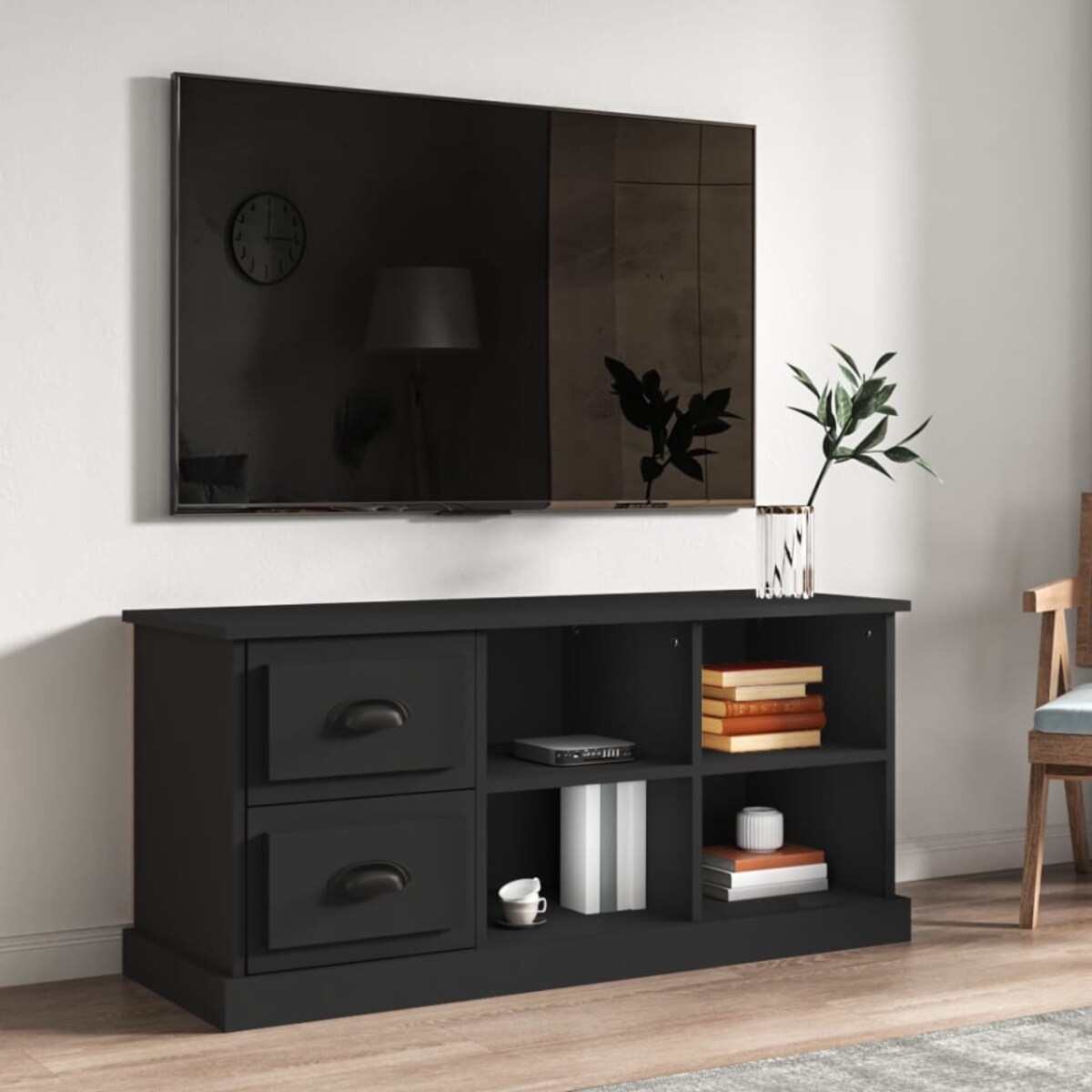 vidaXL Szafka pod TV, czarna, 102x35,5x47,5cm, materiał drewnopochodny