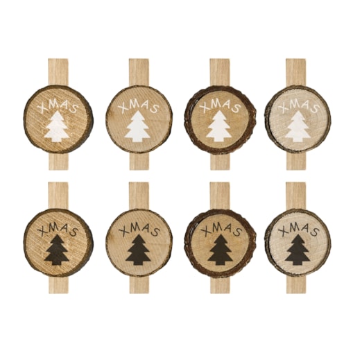 KLAMERKI DREWNIANE 8 SZTUK CHOINKI KL-21X11