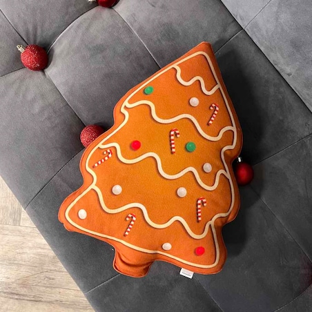 Poduszka piernik Choinka świąteczna brązowa