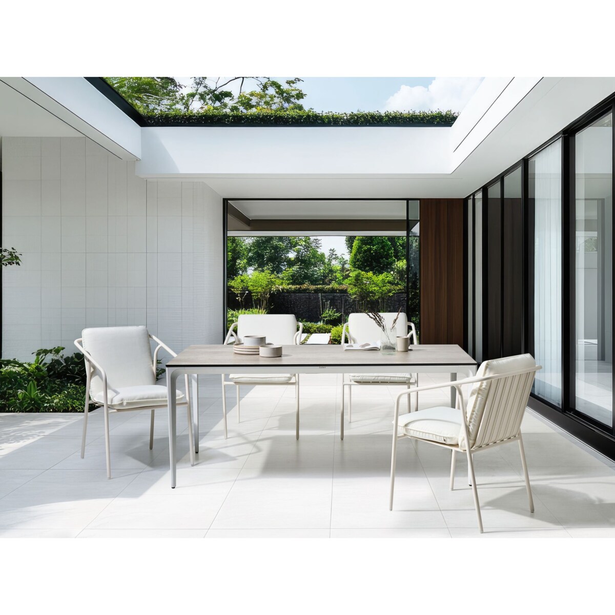 Stół ogrodowy SOVARETO 180 cm 90 cm Imitacja drewna Jasnoszary