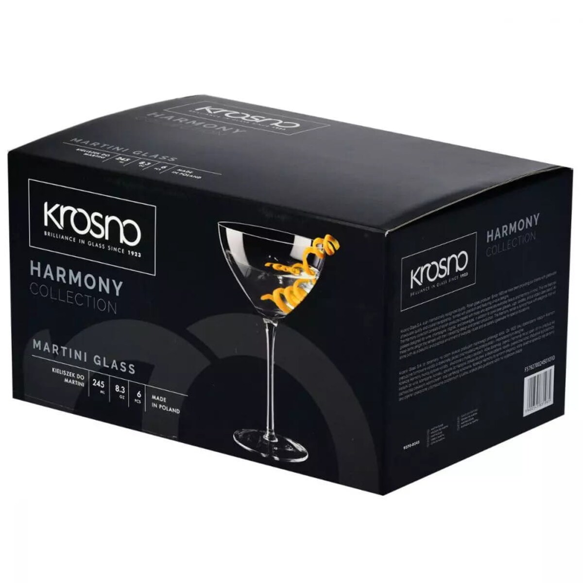 Kieliszki do martini Drinków Krosno Harmony 245 ml 6 sztuk Piękne Wysokie