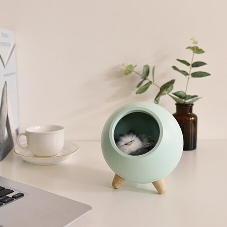 Lampka nocna z kotkiem seledynowa