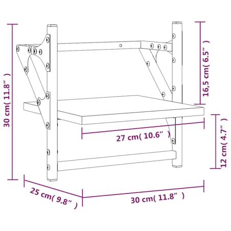 vidaXL Półki ścienne z drążkami, 2 szt., dąb sonoma, 30x25x30 cm