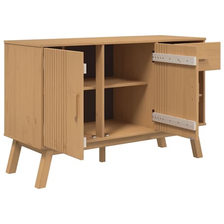 vidaXL Komoda OLDEN, brązowa, 114x43x73,5 cm, lite drewno sosnowe