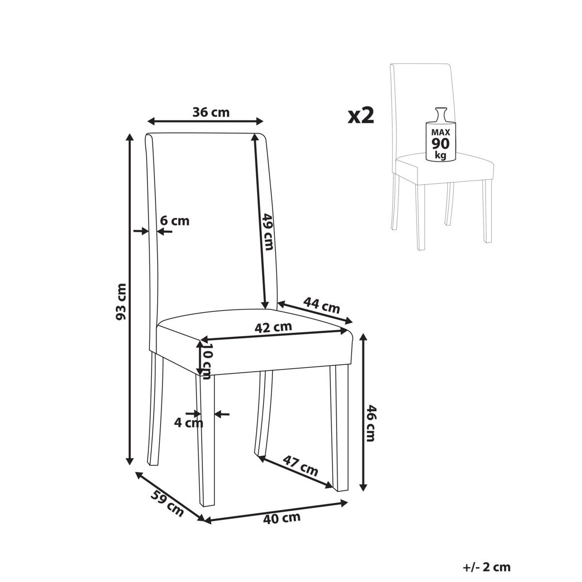 Zestaw 2 krzeseł do jadalni BROADWAY Ciemnoszary