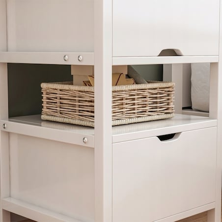 Szafka nocna biała z 2 szufladami nowoczesna loft stolik do sypialni 45 cm