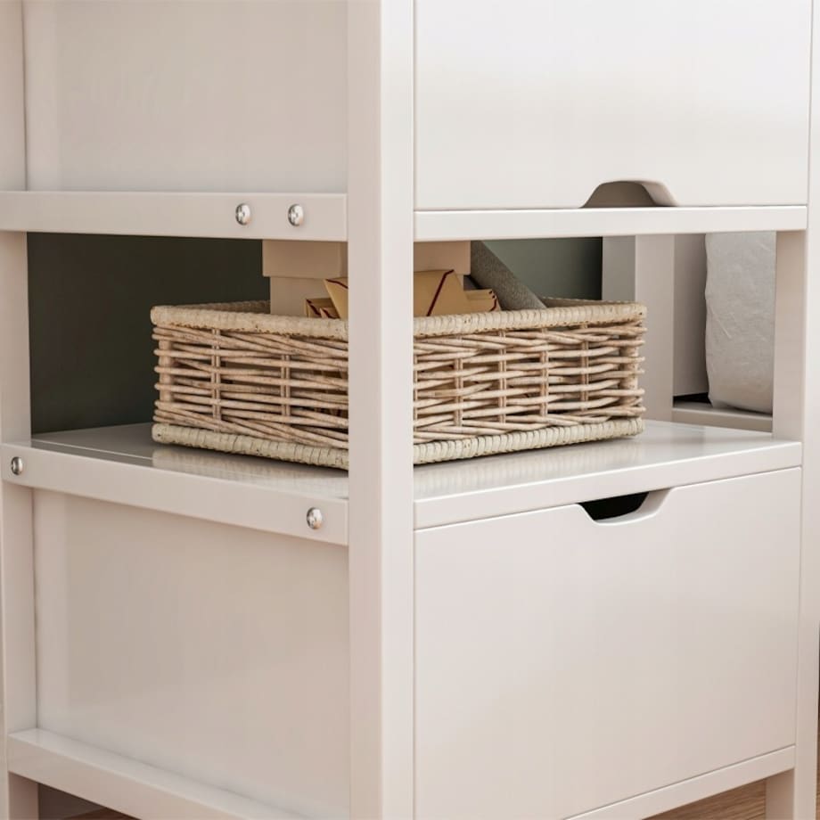 Szafka nocna biała z 2 szufladami nowoczesna loft stolik do sypialni 45 cm