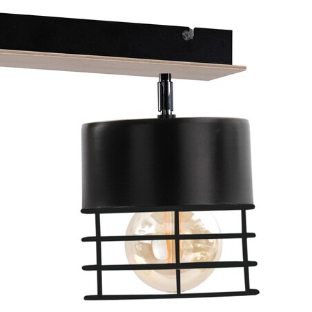 Industrialna LAMPA sufitowa KET796 metalowa OPRAWA regulowane reflektorki czarne drewno
