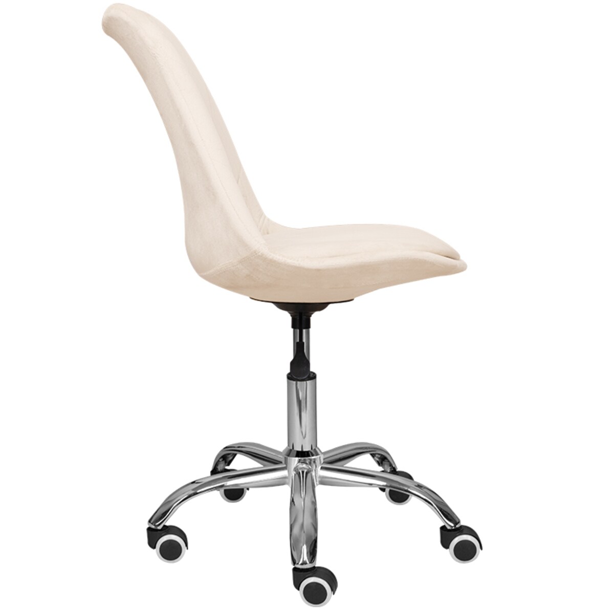 Krzesło biurowe fotel obrotowy welurowy pikowany beżowy do biurka