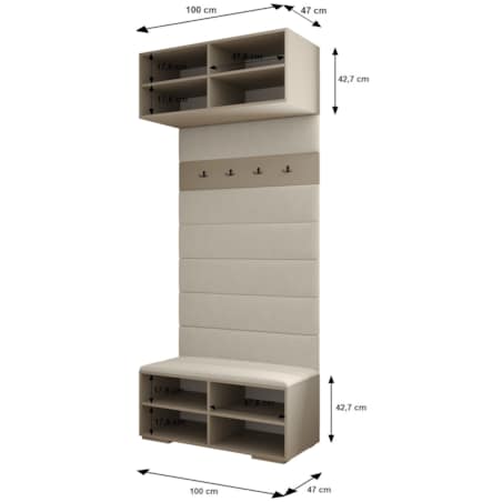 Garderoba do przedpokoju INOVA 4 Z12 czarny+złoty+manila02