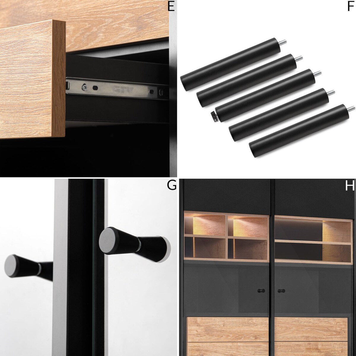 KONSIMO LOFTY Loftowa witryna na wysokich nóżkach