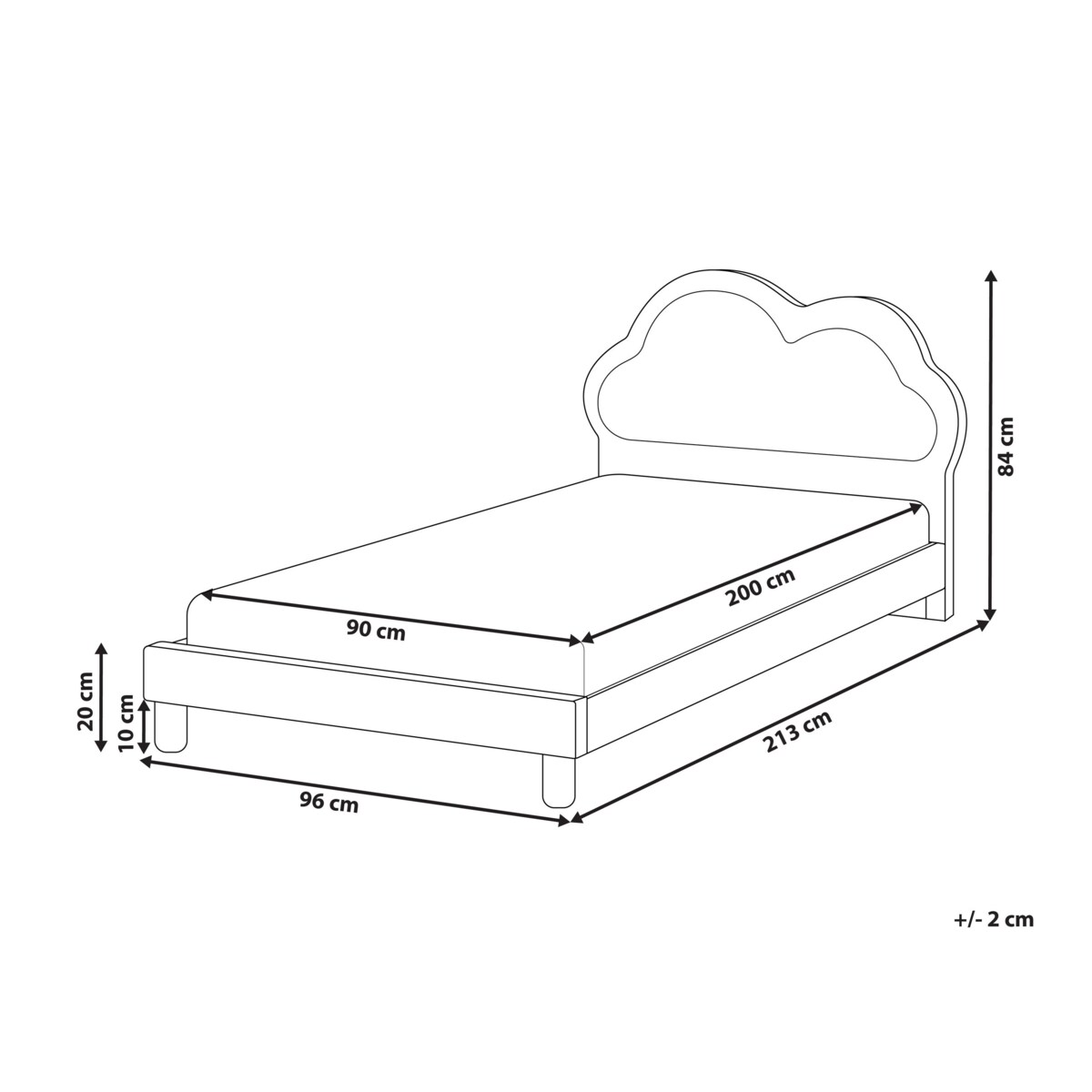 Łóżko Welur MAZOU 90 x 200 cm Różowy