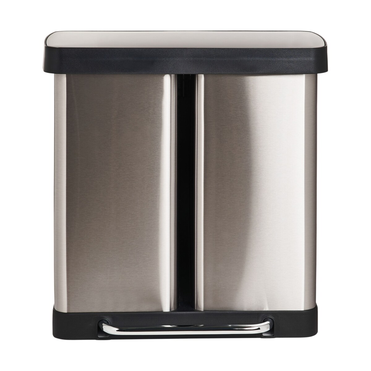 Kosz na śmieci z pedałem dwukomorowy 60 L ECOSORT Metal Srebrny