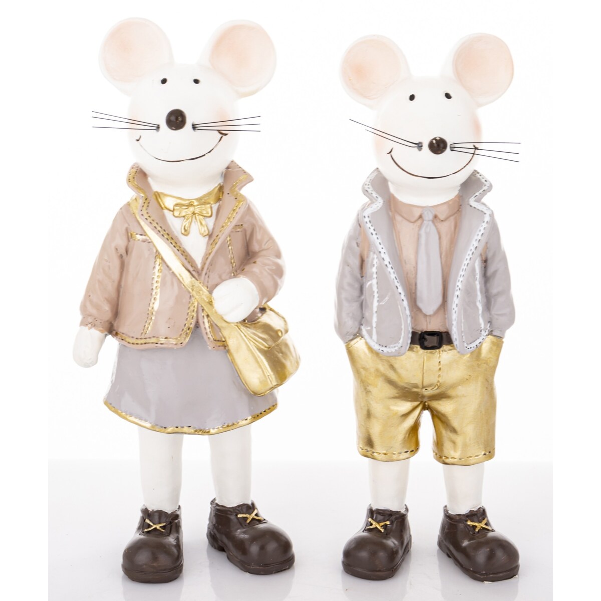 Dekoracja - para uśmiechniętych myszek 21x9x7 i 21x7x7 cm TOPI