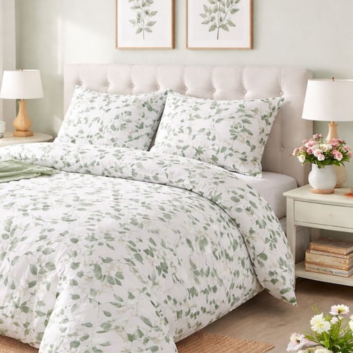 Pościel bawełniana satynowa 160x200 cm POLSKA WIOSENNE LIŚCIE