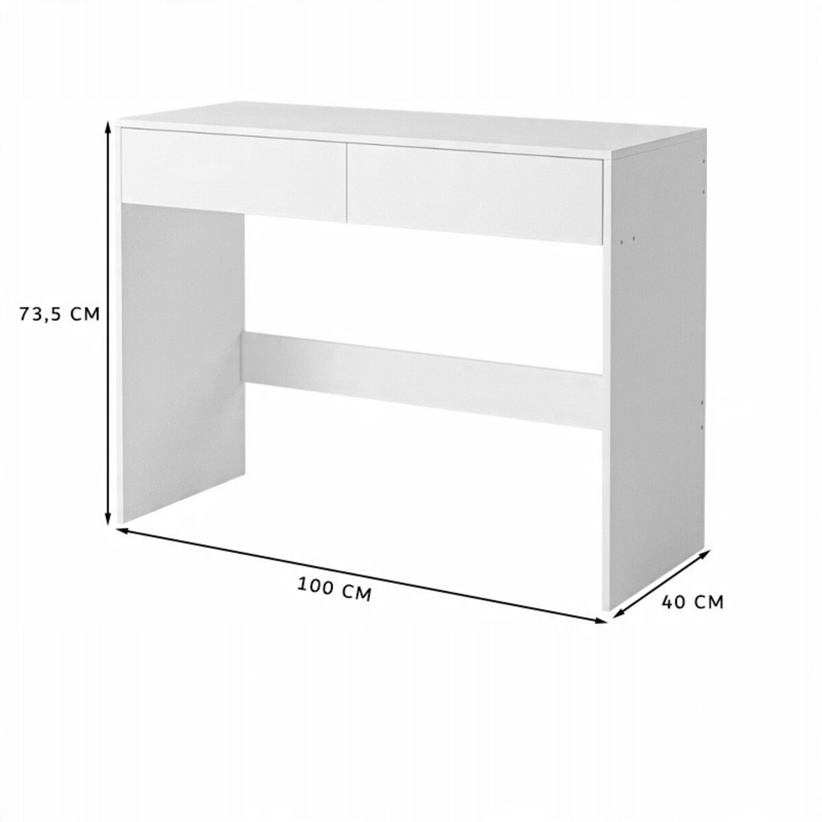 Biurko komputerowe białe nowoczesne z 2 szufladami loft stół toaletka 100cm