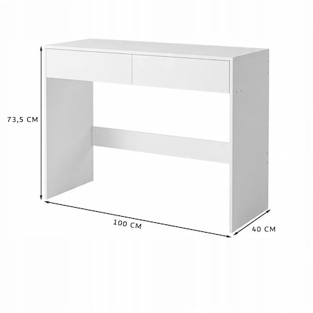 Biurko komputerowe białe nowoczesne z 2 szufladami loft stół toaletka 100cm