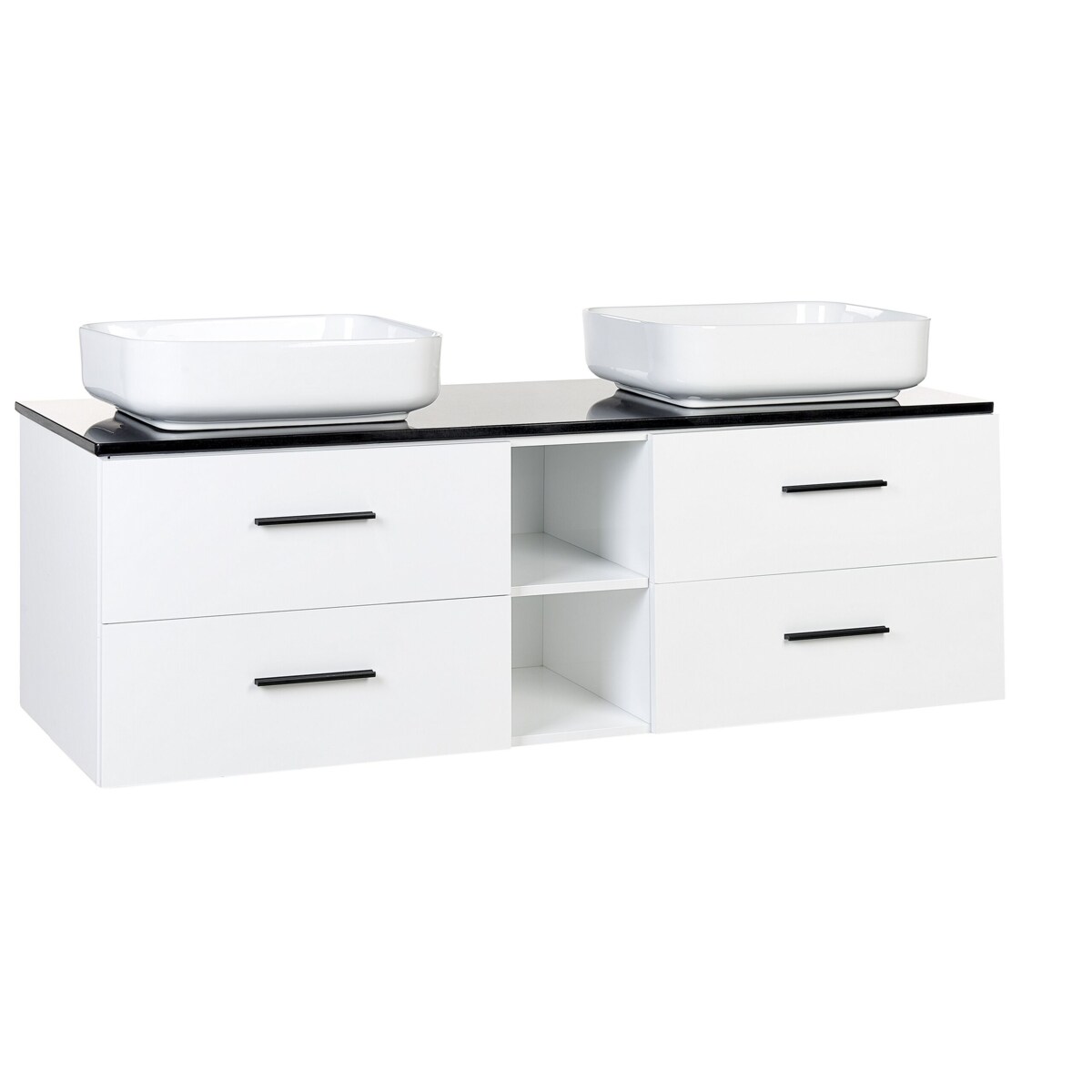Zestaw mebli łazienkowych z podwójną umywalką i lustrami biały PILAR