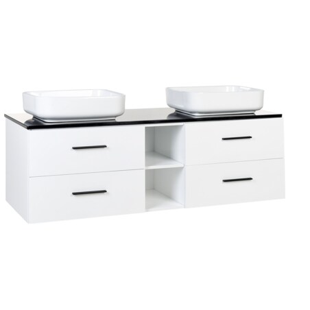 Zestaw mebli łazienkowych z podwójną umywalką i lustrami biały PILAR