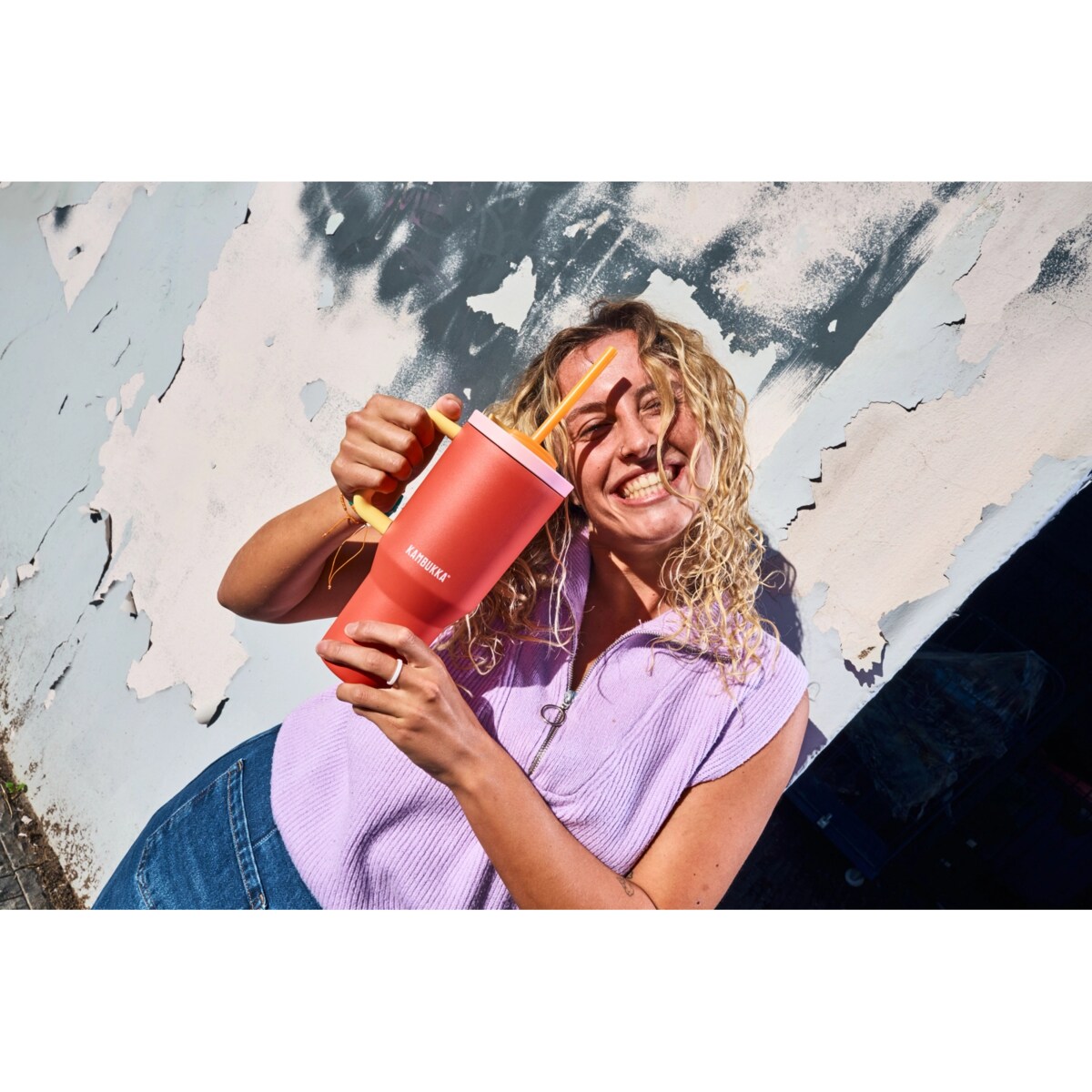 Kambukka Rio kubek termiczny ze słomką 950ml - Pink Papaya