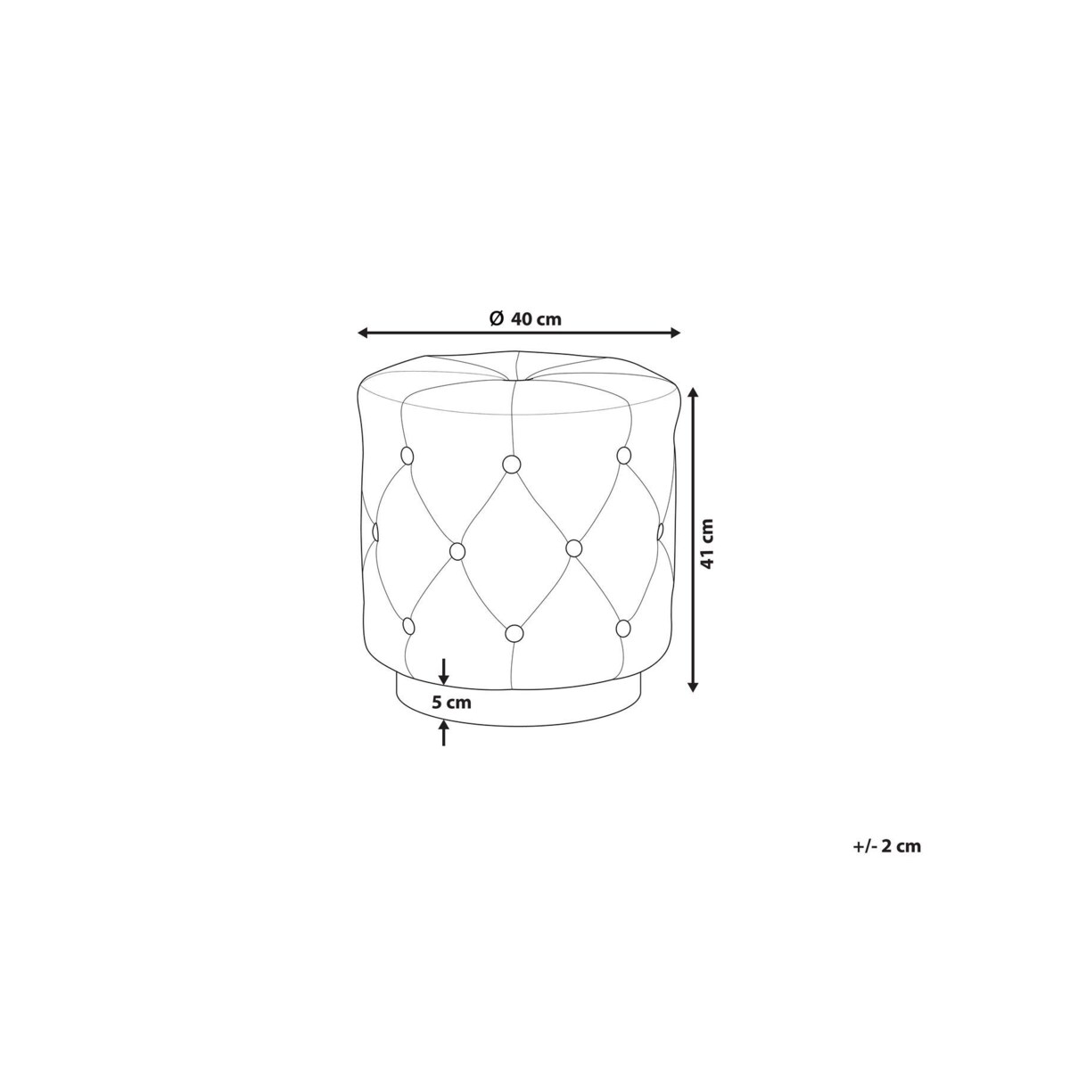 Puf CARROLLTON Welur Czarny 40 cm 40 cm 41 cm