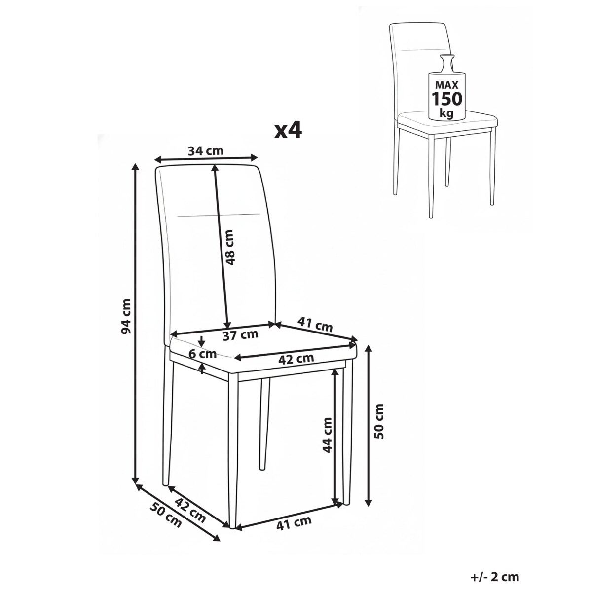 Zestaw 4 krzeseł do jadalni RINER  Jasnozielony