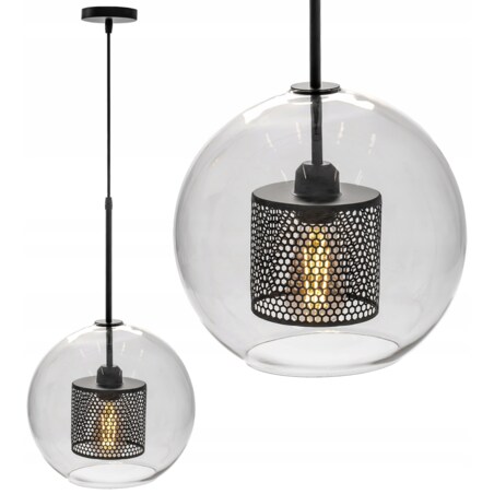 Lampa Wisząca Sufitowa Szklana Czarna Loft 20Cm