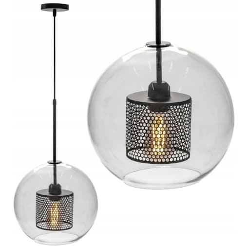 Lampa Wisząca Sufitowa Szklana Czarna Loft 20Cm