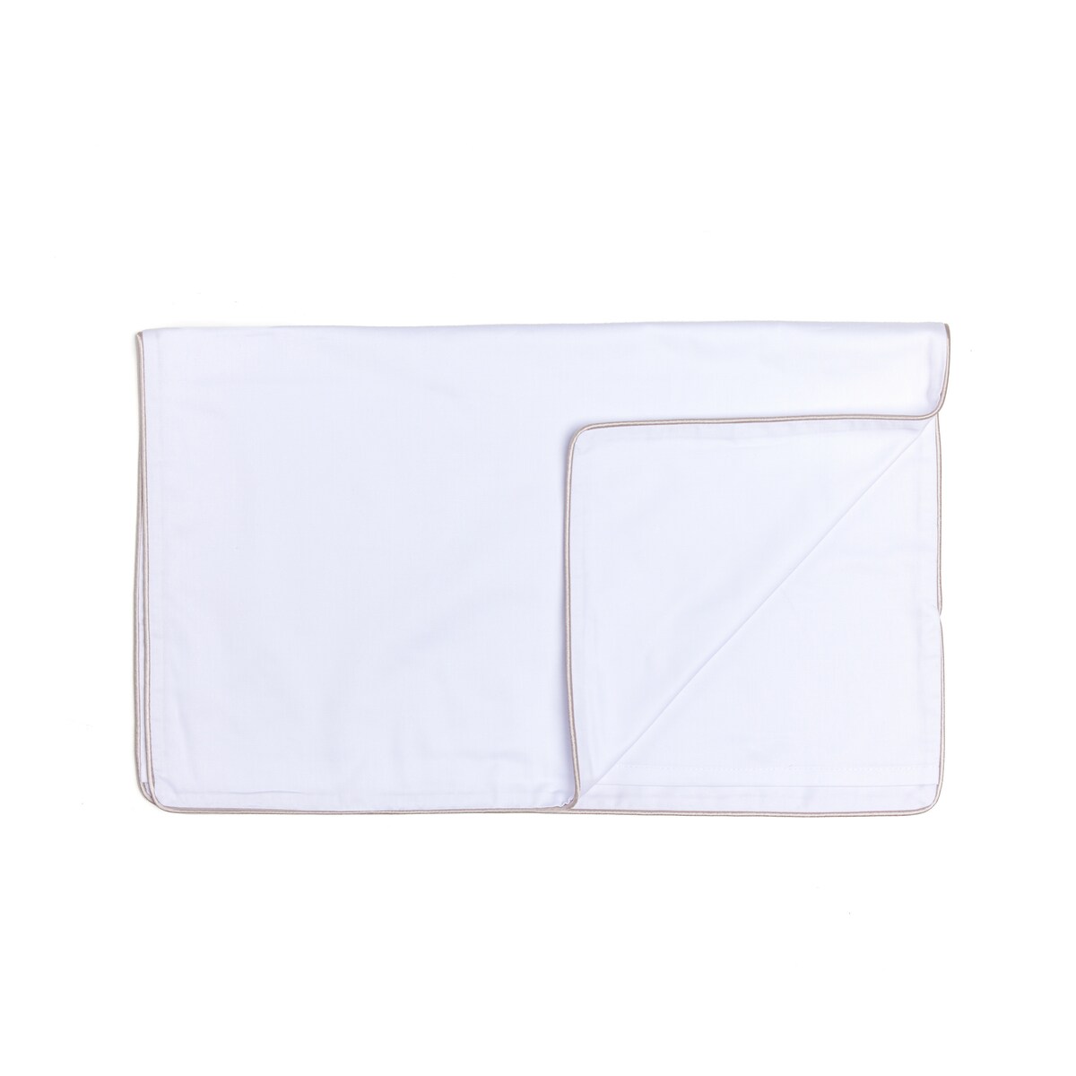 Pościel biała lamówka beżowa, 140 x 200 cm, La Manta