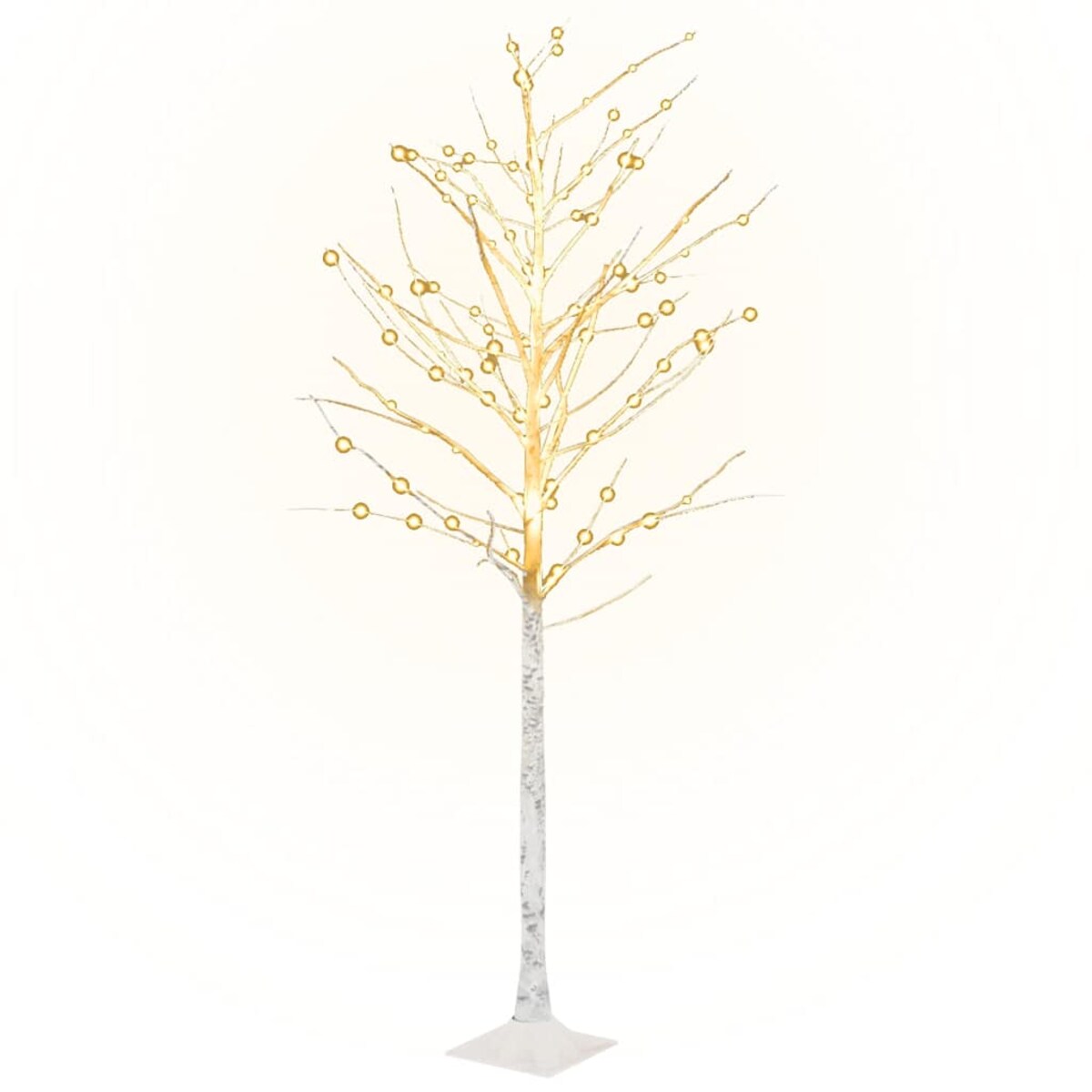 vidaXL Brzoza z oświetleniem, 128 ciepłych białych LED, 220 cm