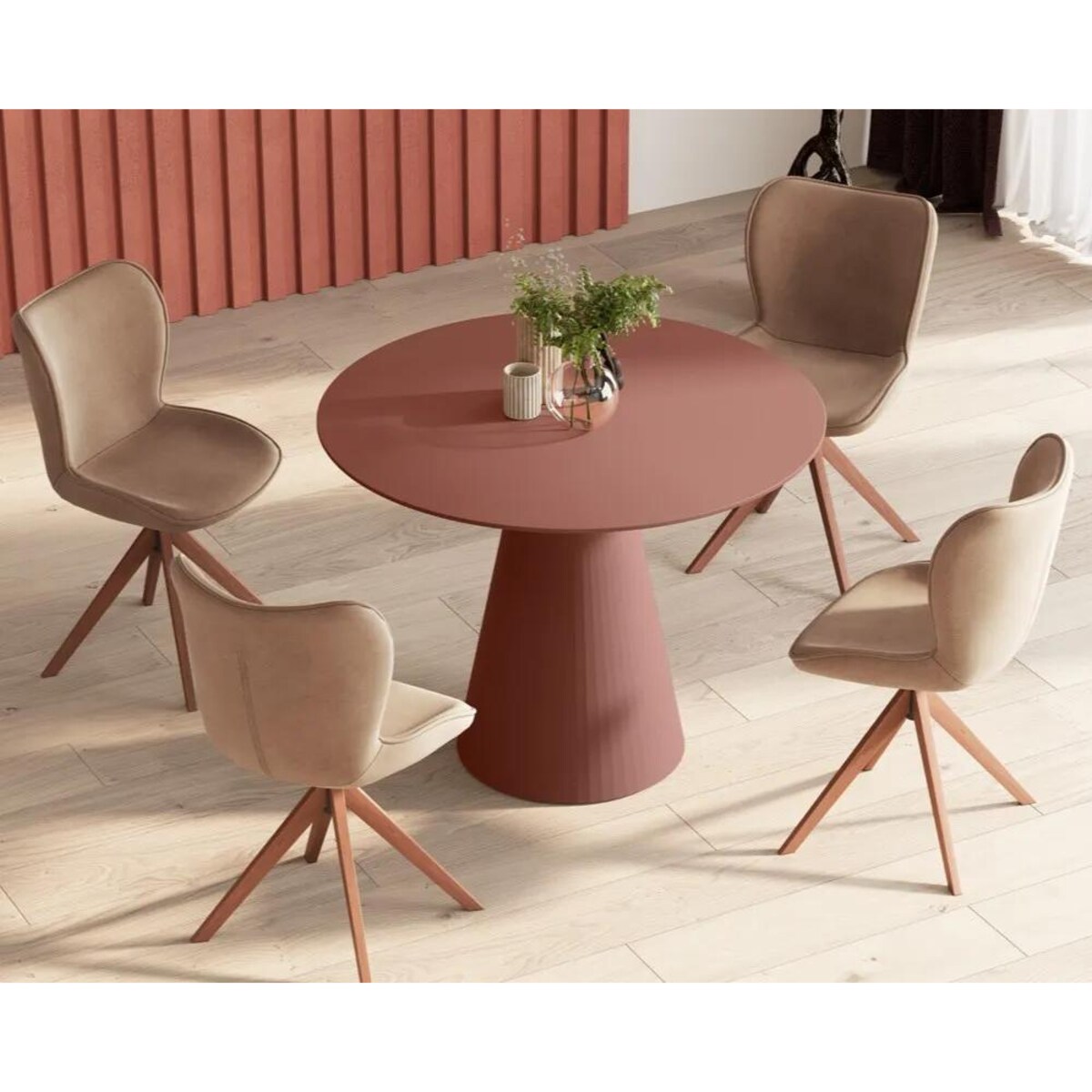 Stół okrągły PINETO 100x100 bordowy