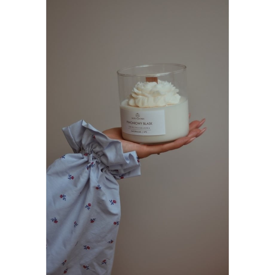 Świeca sojowa PIWONIOWY BLASK BIEL 400 ml N°9 "Wiosenny Afrodyzjak"