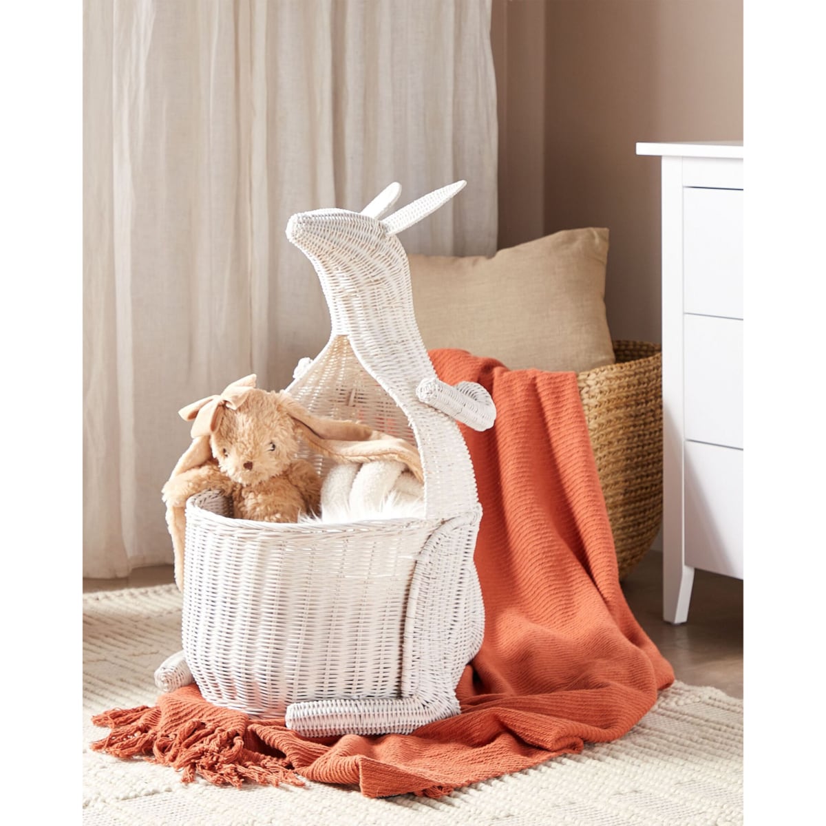 Kosz pleciony kangur rattanowy biały KAPITI