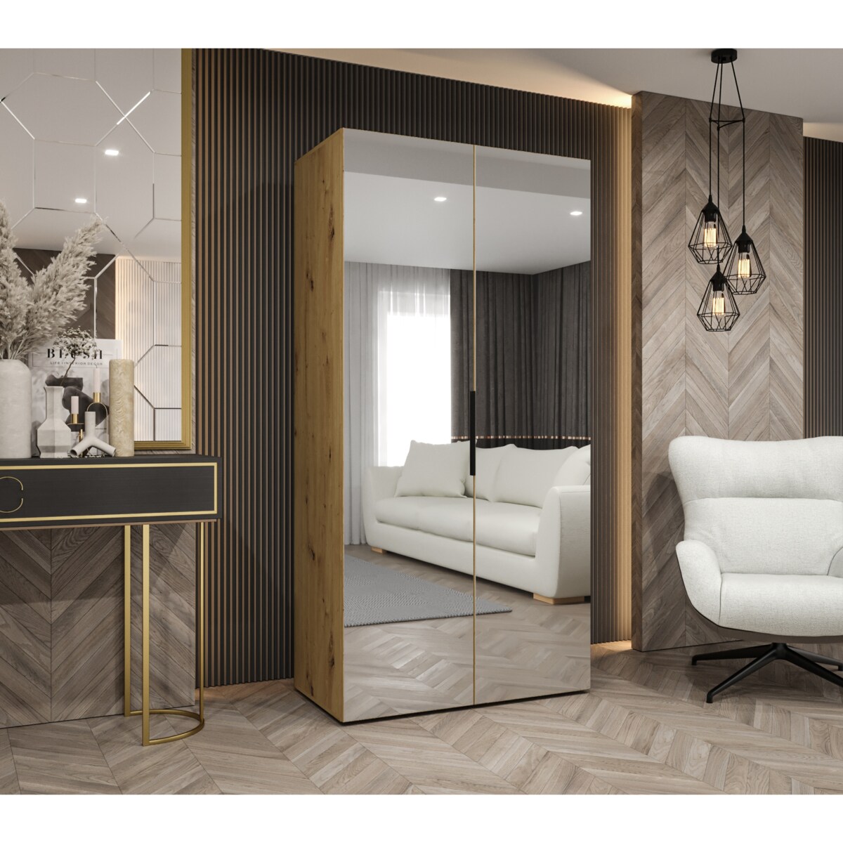 Szafa uchylna otwierana MARBELLA 3 100 wys. 202 cm Artisan + u. Czarny