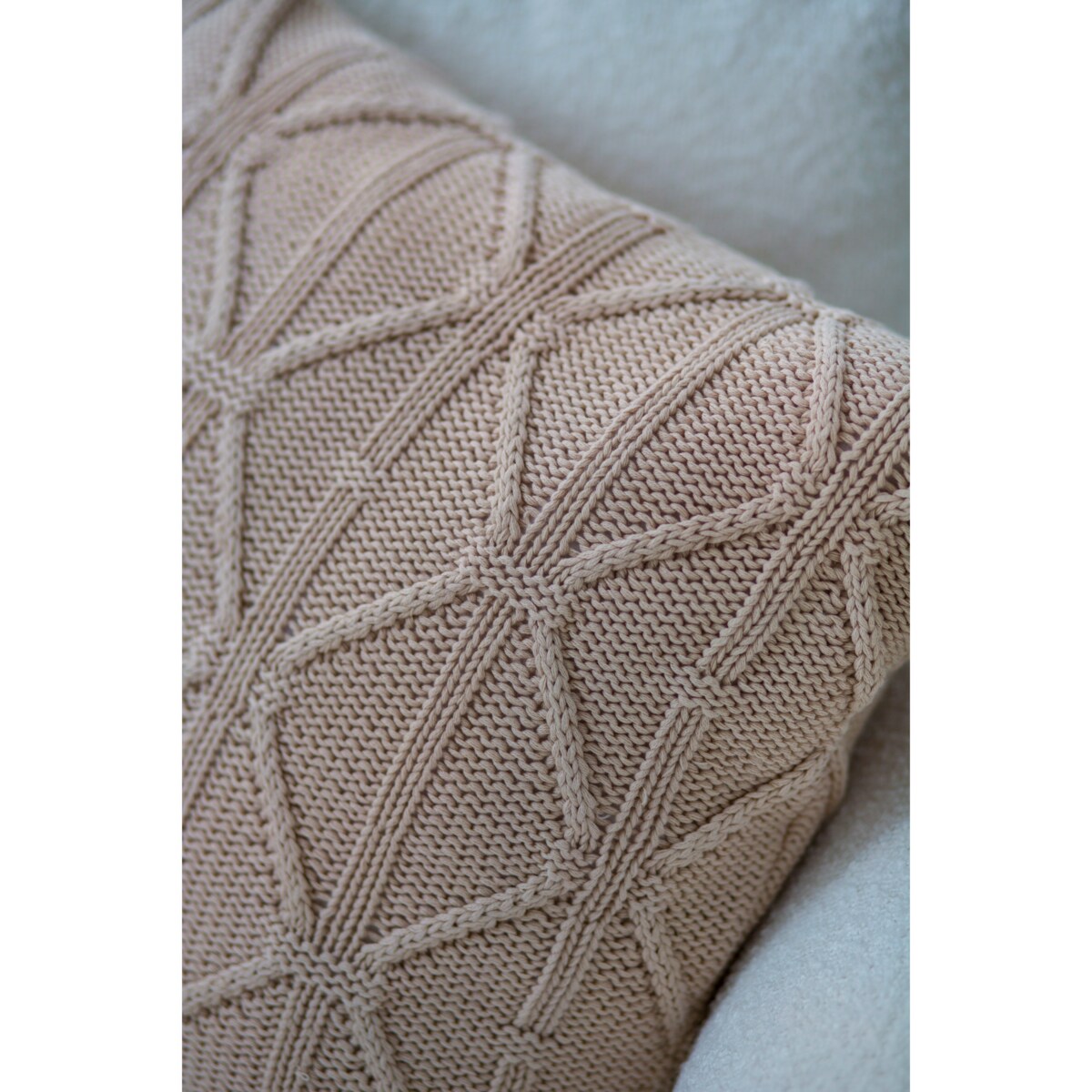 Poszewka brytyjska kwadratowa beżowa, 50 x 50 cm, La Manta