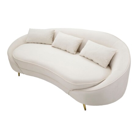 Sofa Oslo, kolor kremowy i złoty, poliester, drewno eukaliptusowe i metal, 185 x 84 x 68 cm, do salonu, Mauro Ferretti