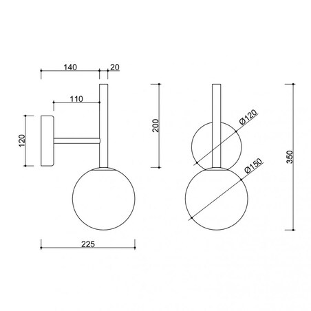 KOP A czarna lampa ścienna / kinkiet z podwyższoną szczelnością IP44