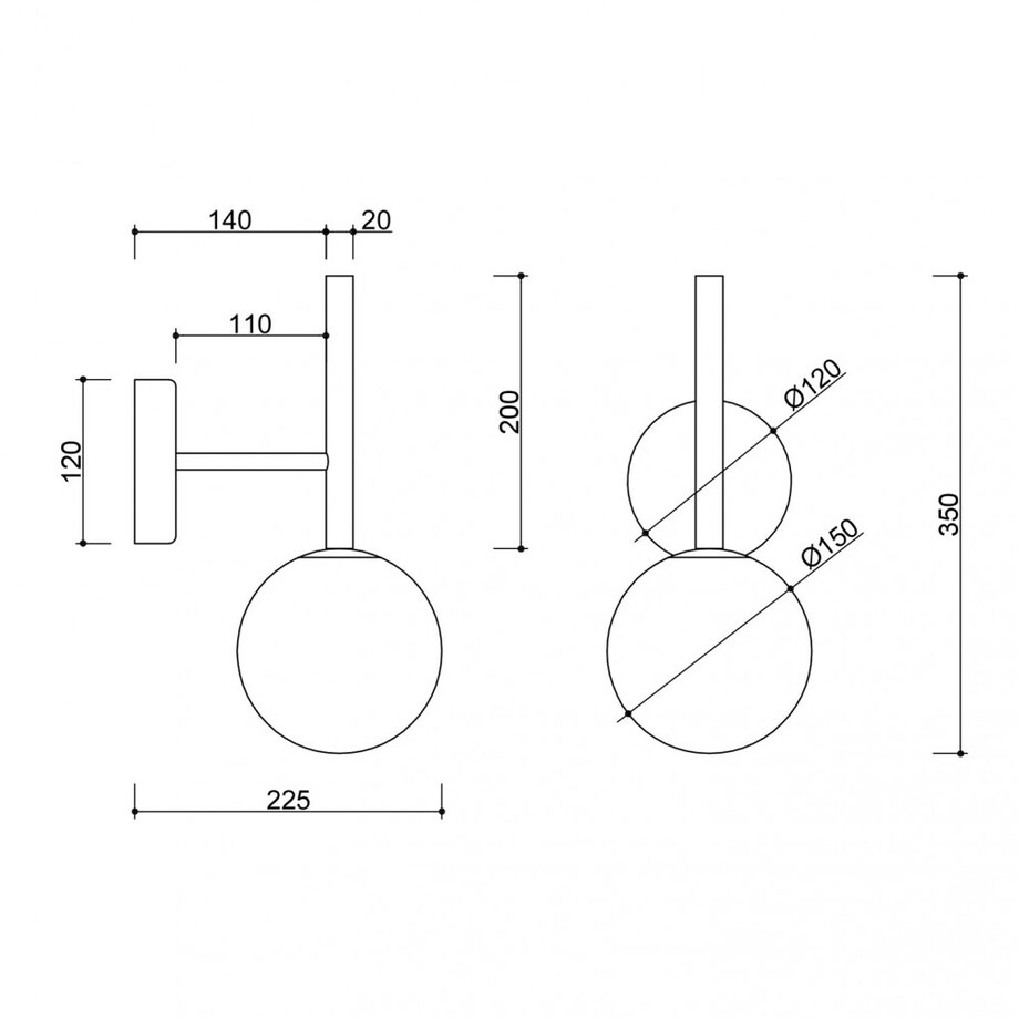 KOP A czarna lampa ścienna / kinkiet z podwyższoną szczelnością IP44
