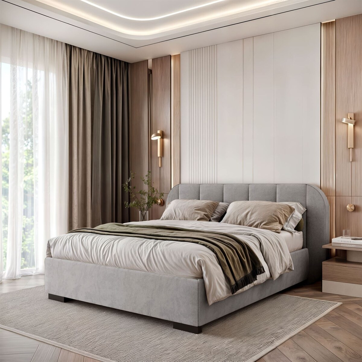 Łóżko tapicerowane AMARA, pojemnik, stelaż 32, 140x200, Royal Velvet 87251