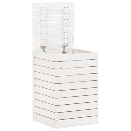 vidaXL Kosz na pranie, biały, 44x44x66 cm, lite drewno sosnowe