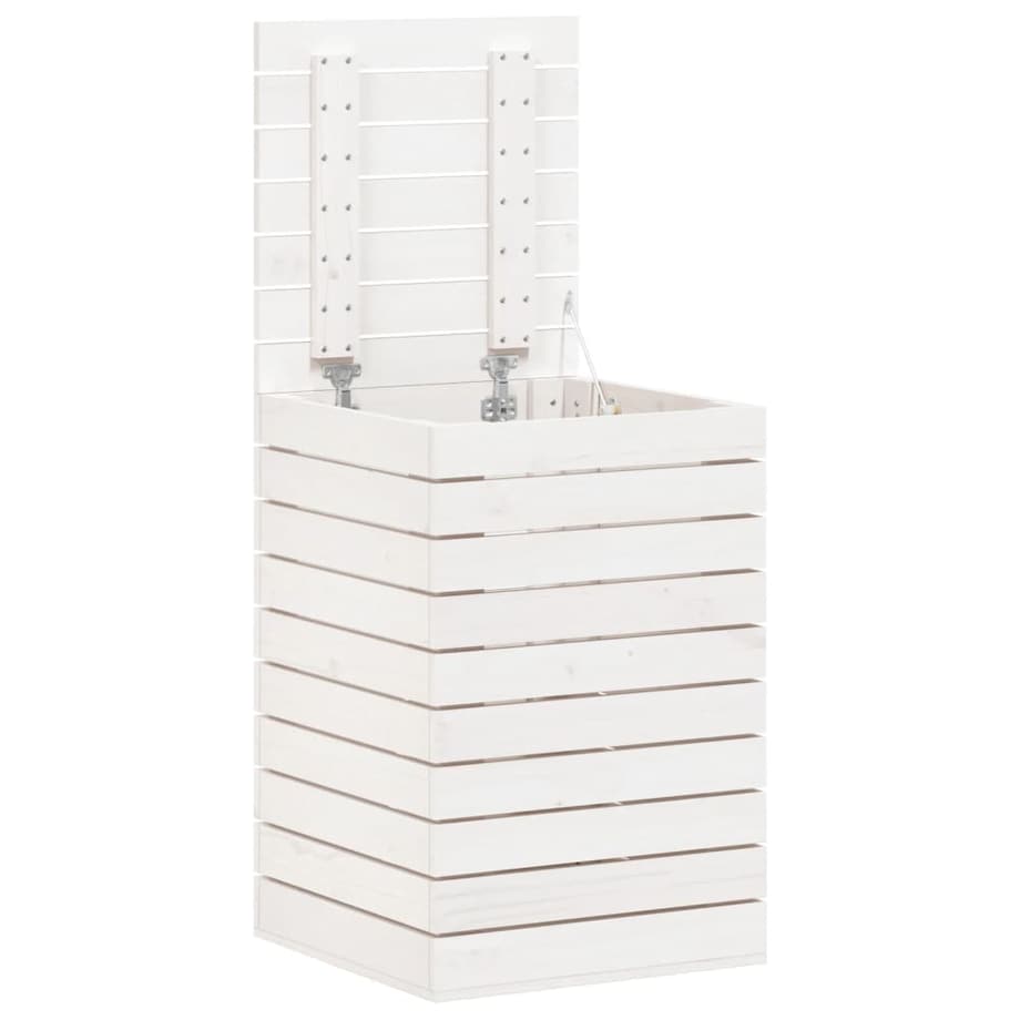 vidaXL Kosz na pranie, biały, 44x44x66 cm, lite drewno sosnowe