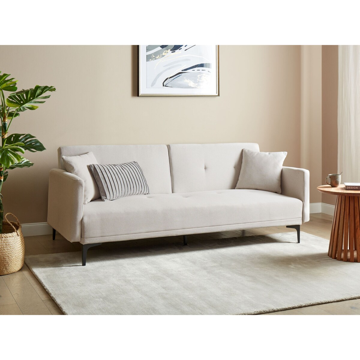 Sofa rozkładana dla 3 osób LUCAN Jasnobeżowy
