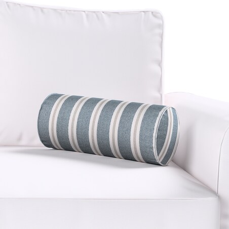 Poduszka wałek prosty, niebiesko-beżowe pasy, Ø16 x 40 cm, Scotti