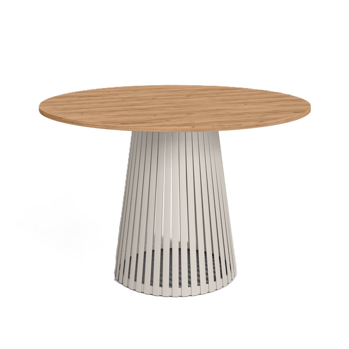 Stół VIV okrągły z lamelami, blat 90 cm dąb craft złoty -podstawa kaszmir