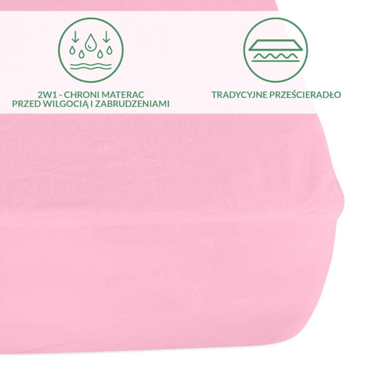 Prześcieradło ochronne wodoodporne z gumką 2w1, rozmiar 60x120 SG kolor róż