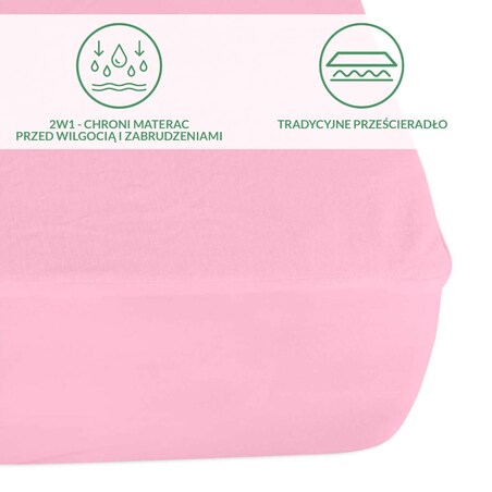 Prześcieradło ochronne wodoodporne z gumką 2w1, rozmiar 60x120 SG kolor róż