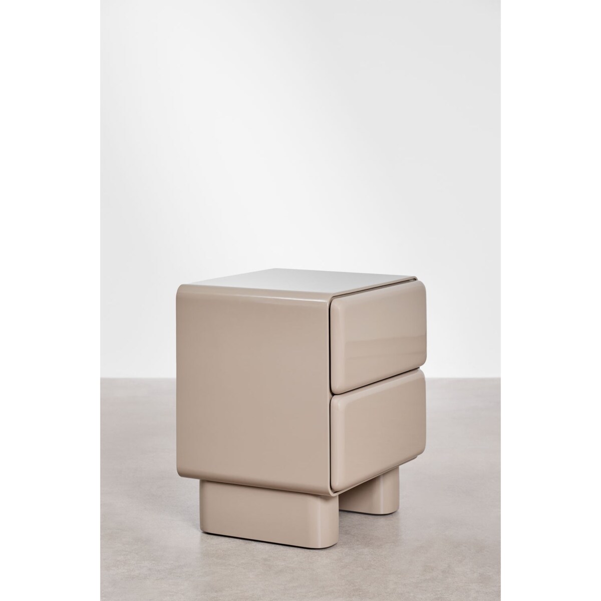 Szafka nocna 50x40 cm z dwoma szufladami z MDF Sheila, kawa z mlekiem